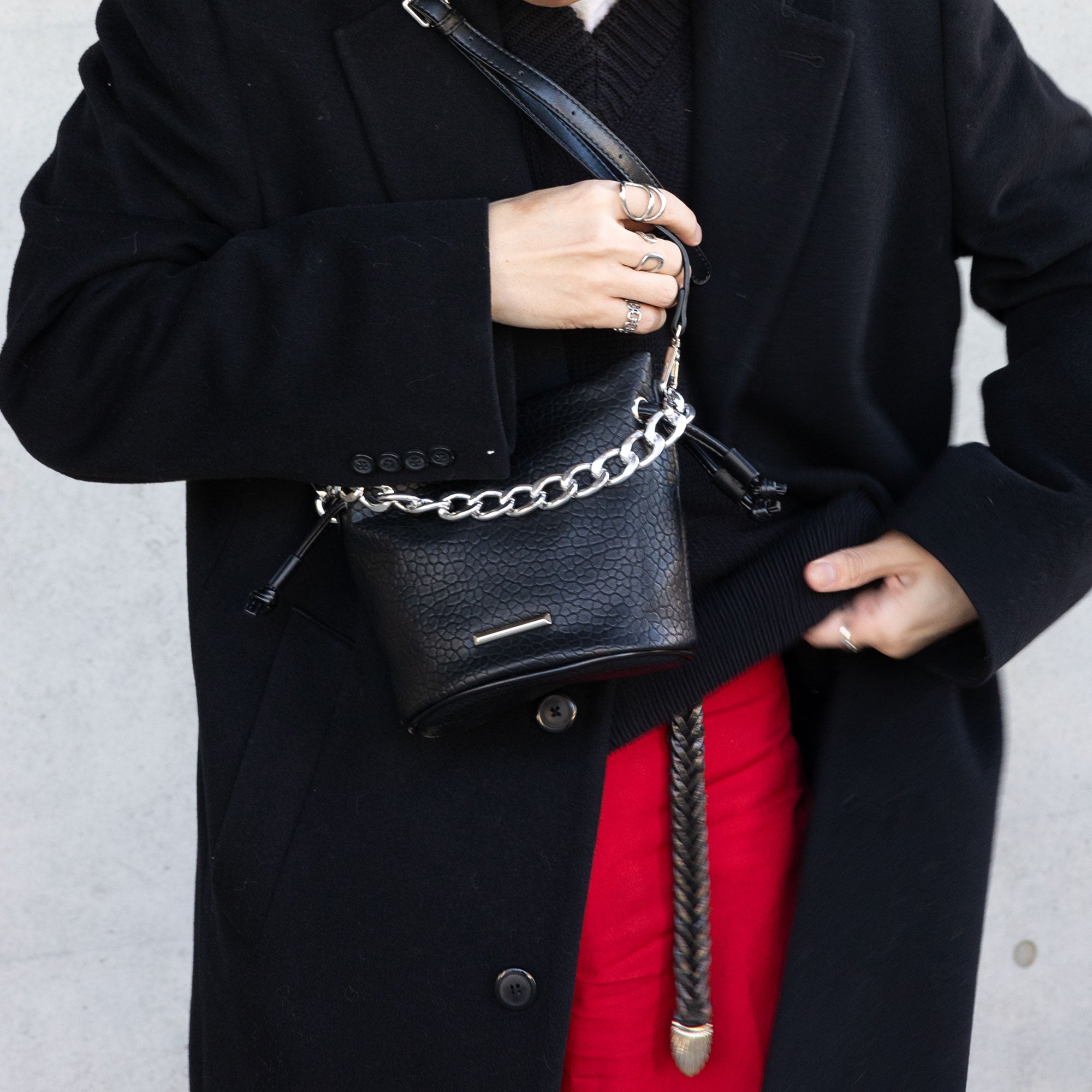 chain drawstring bag