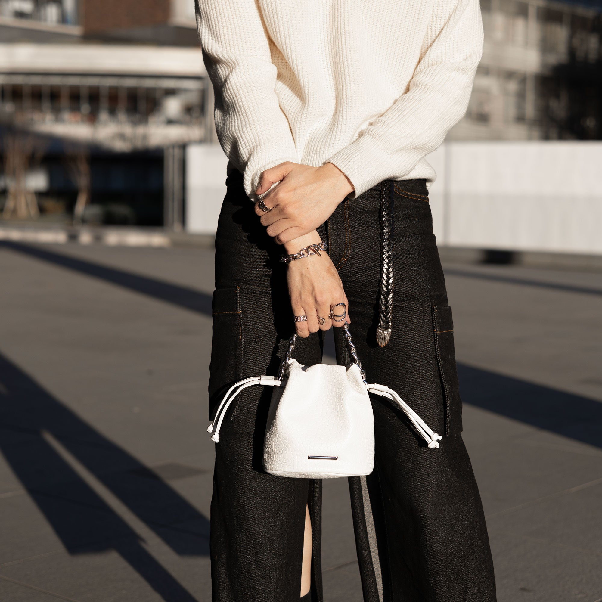 chain drawstring bag