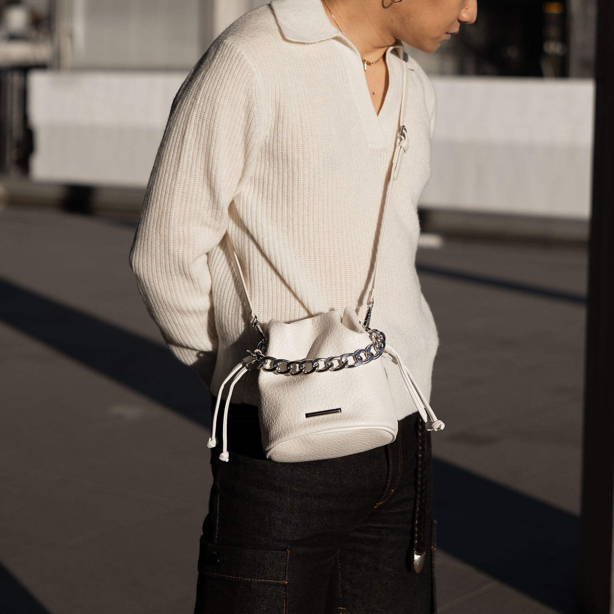 chain drawstring bag