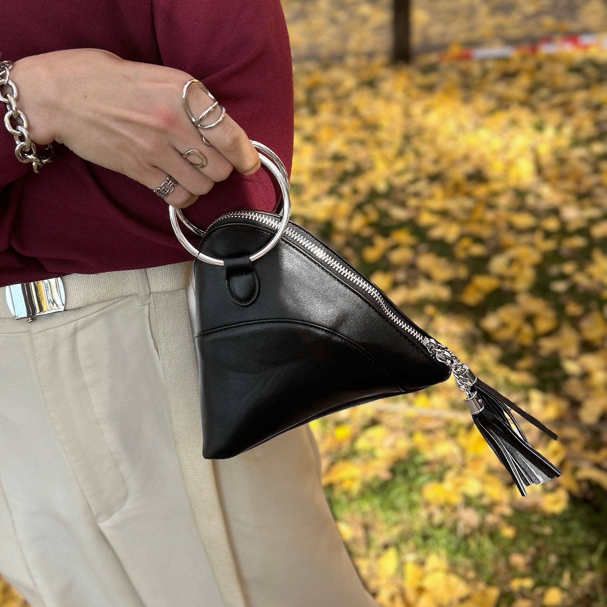 tassel triangle bag